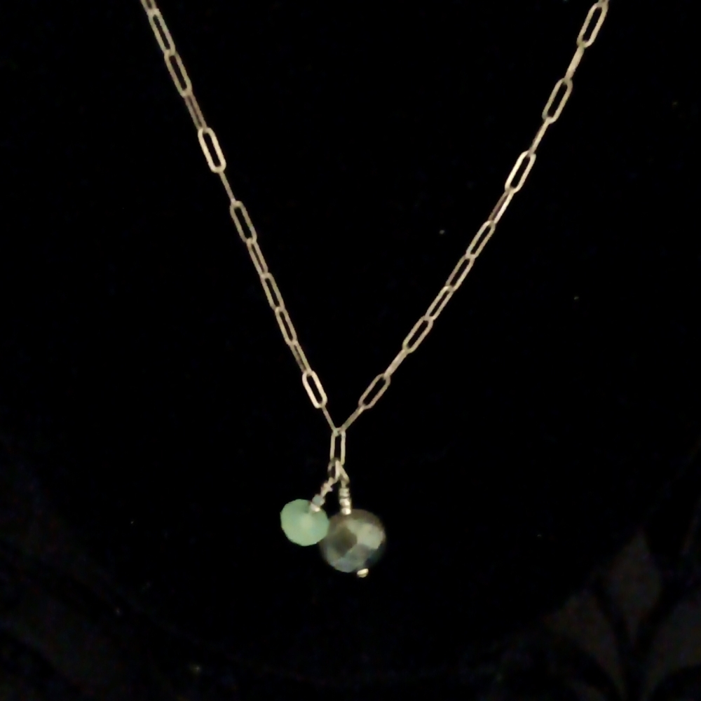 Chalcedony & Labradorite Vintage Gemstone Necklace